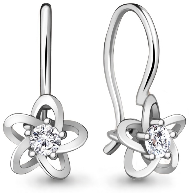 Серьги AQUAMARINE 49203А вес 1.02 г серебро, фианит