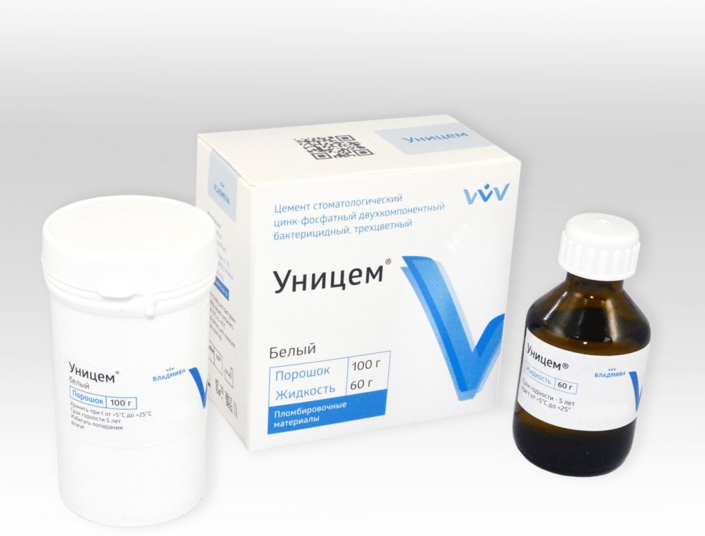 ВЛАДМИВА цемент стоматологический Уницем для пломбирования, изоляция десны