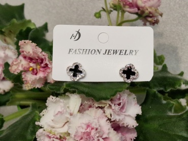 Пусеты Fashion Jewelry бижутерный сплав, эмаль, стразы, кристалл