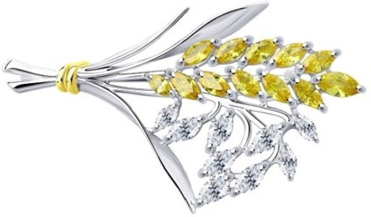 Брошь Diamant 94-140-00543-1 вес 4.97 г серебро, фианит