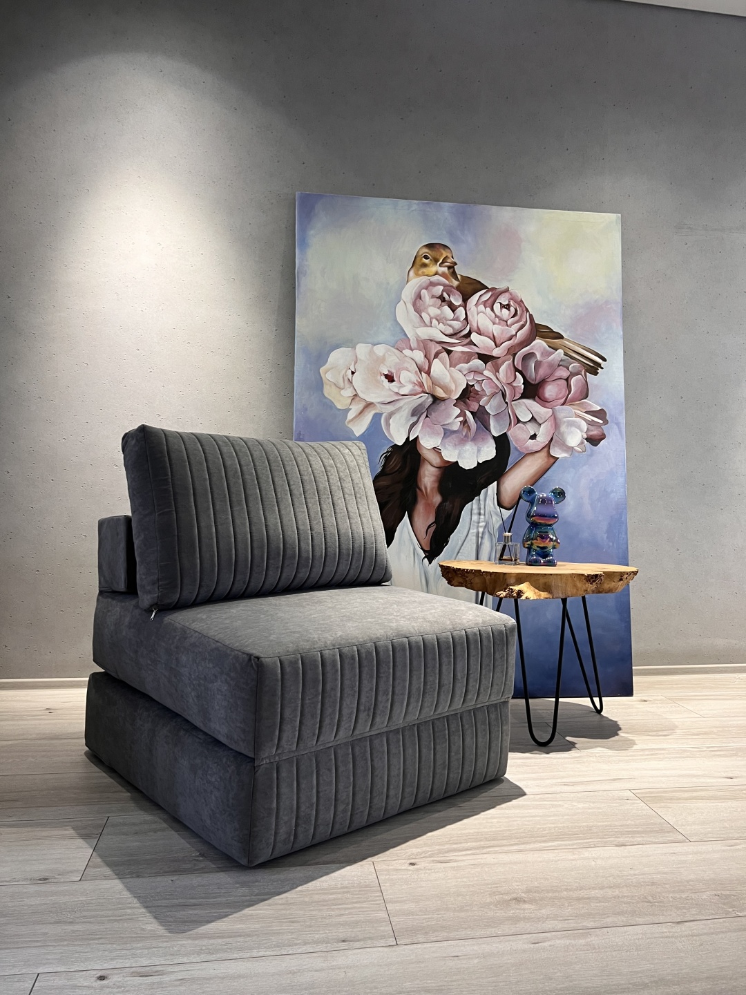 Купить Бескаркасное кресло PRESTIGE MEBEL 09, велюр, серый в Алматы ...