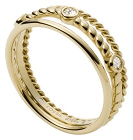 Кольцо FOSSIL размер 18 сталь, цирконий