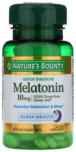 Nature's Bounty Melatonin, Natural Cherry, 10 mg 45 таблеток