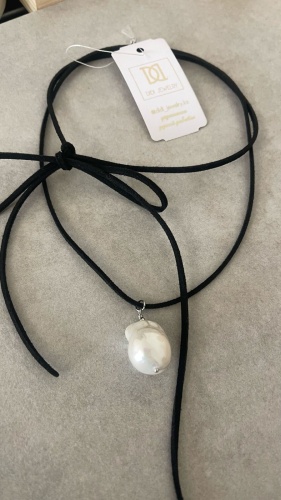 Чокер DiDi Jewelry длина 130 см натуральная замша жемчуг