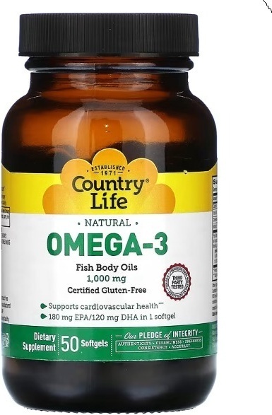 Купить Country Life iHerb Omega-3, 1000 мг капсулы 50 шт в Алматы ...