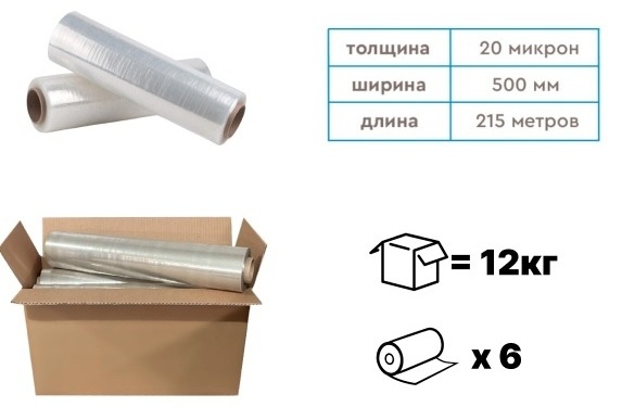 Стрейч-пленка Qazaq Recycling 728017 полиэтилен 129000 см 6 шт