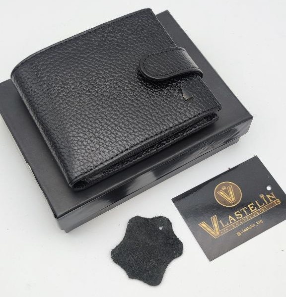 Портмоне Vlastelin металл, натуральная кожа черный