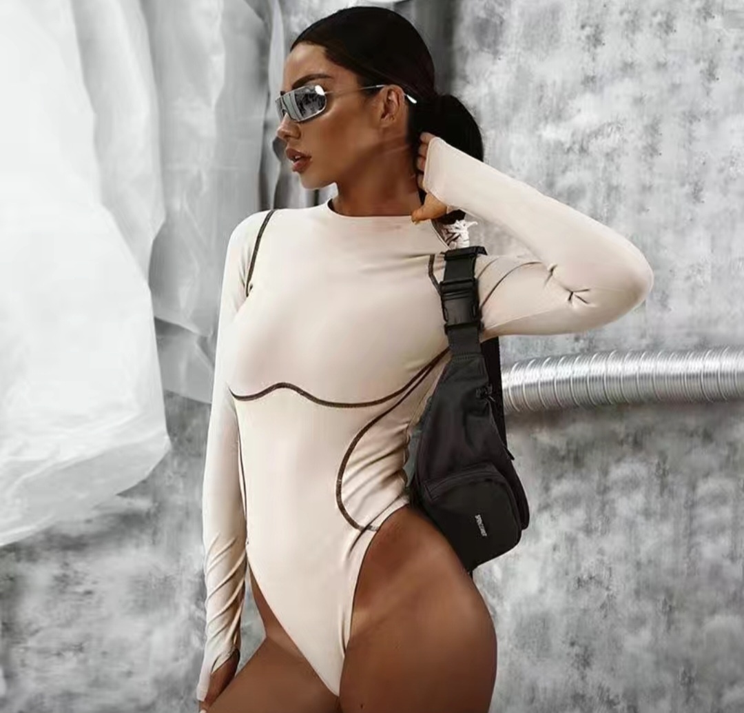 Боди-лонгслив FASHION бежевый