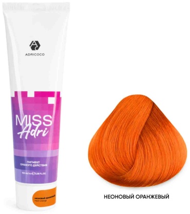 ADRICOCO Пигмент прямого действия для волос Miss Adri без окислителя, неоновый оранжевый 1509039 оранжевый краситель прямого действия 100 мл