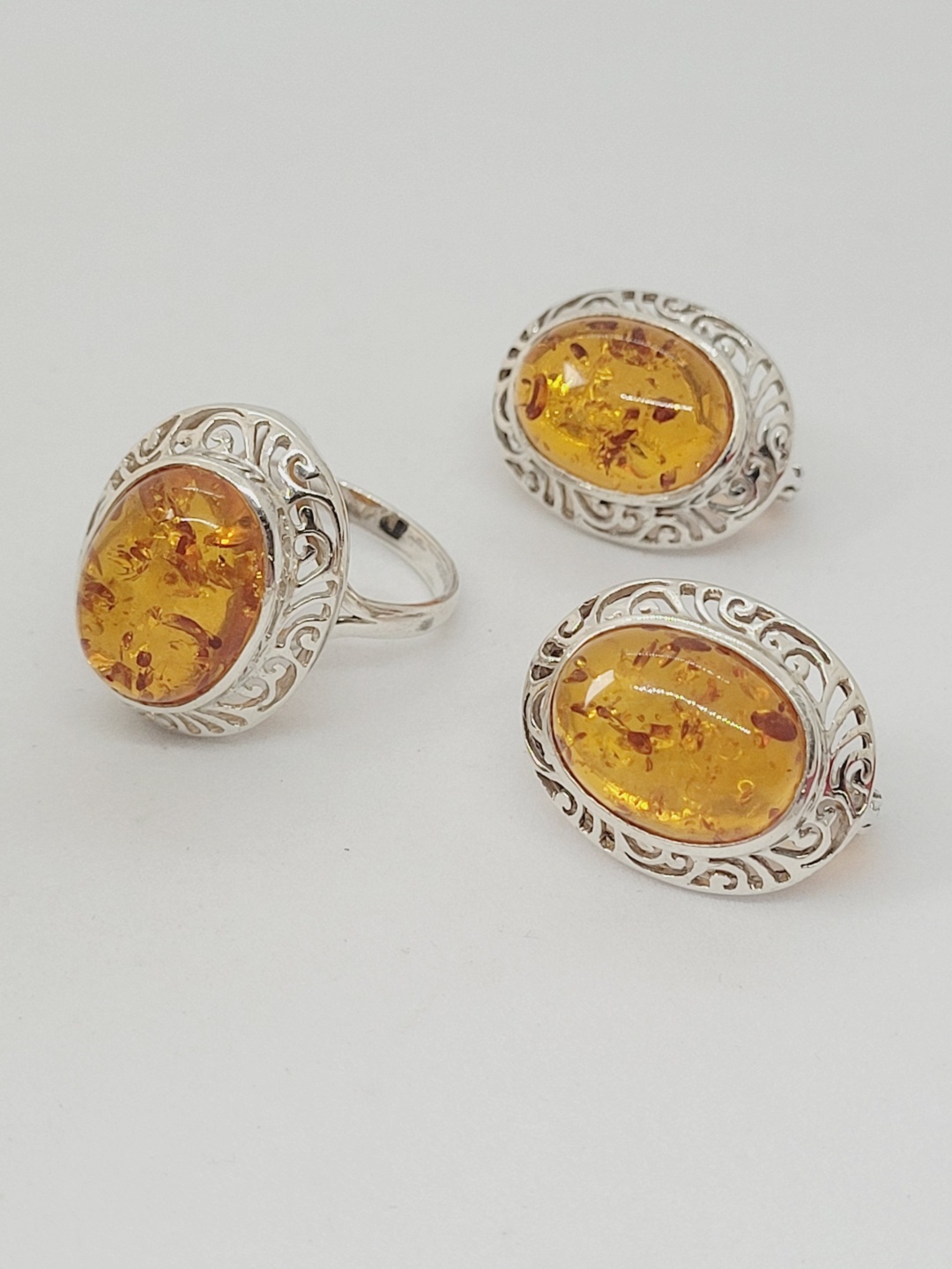 AQUAMARINE G332791 вес 13.5 г серебро, янтарь