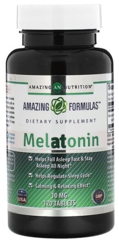 Amazing Nutrition, Мелатонин, 10 мг, 120 таблеток
