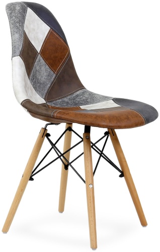 Стул SK Trade Eames Patchwork, 83x47x38 см, серый, коричневый