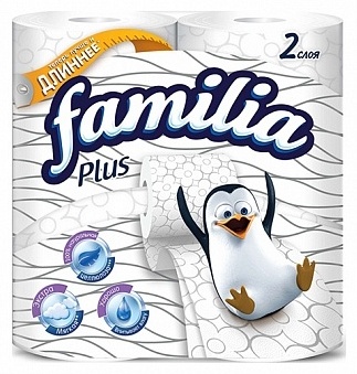 Familia туалетная бумага 2-слойный 4 шт, первичная целлюлоза