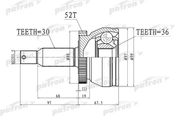 PATRON шрус наружный PCV3072