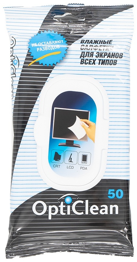 Влажные салфетки OptiClean Для экранов всех типов 50 шт