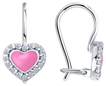 Серьги Diamant 94-120-02202-1 вес 1.43 г серебро, фианит, эмаль
