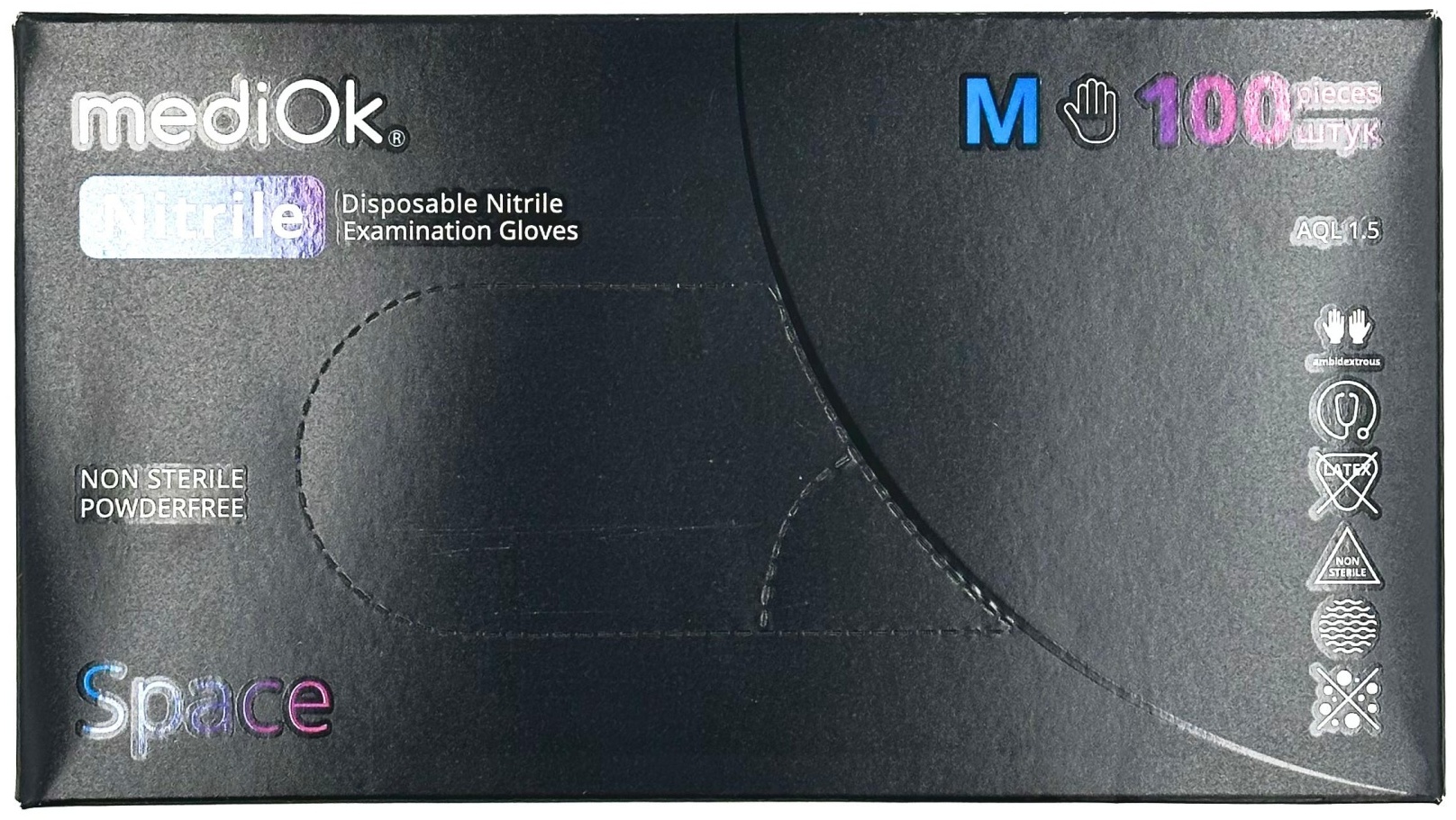 MediOk перчатки 911948 черный 100 шт