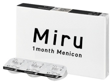 Контактные линзы Menicon Miru 1 month +3.50 кривизна 8.6 на месяц 3 шт