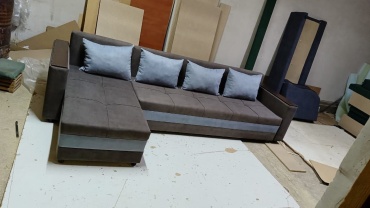 Диван угловой mebel SQ 123977116, 280х80 см, обивка ткань, коричневый