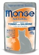 Monge Natural  кусочки в желе тунец, лосось 80 г 1 шт