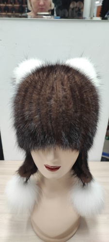 Ушанка SemiFur размер универсальный, черный, коричневый