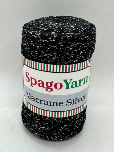 Моток Spagoyarn Macrame Silver Черный с серебром 225 м 250 г