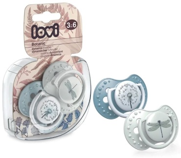 Пустышка силиконовая LOVI Botanic 22/870boy динамическая, 3-6 мес., 2 шт., голубой