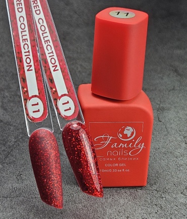 Family nails гель-лак EXCLUSIVE RED COLLECTION №11 глянцевое 10 мл
