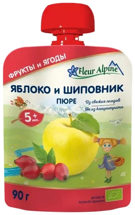 Купить Детское пюре Пюре детское Fleur Alpine ЯБЛОКО и ШИПОВНИК, с 5 ...