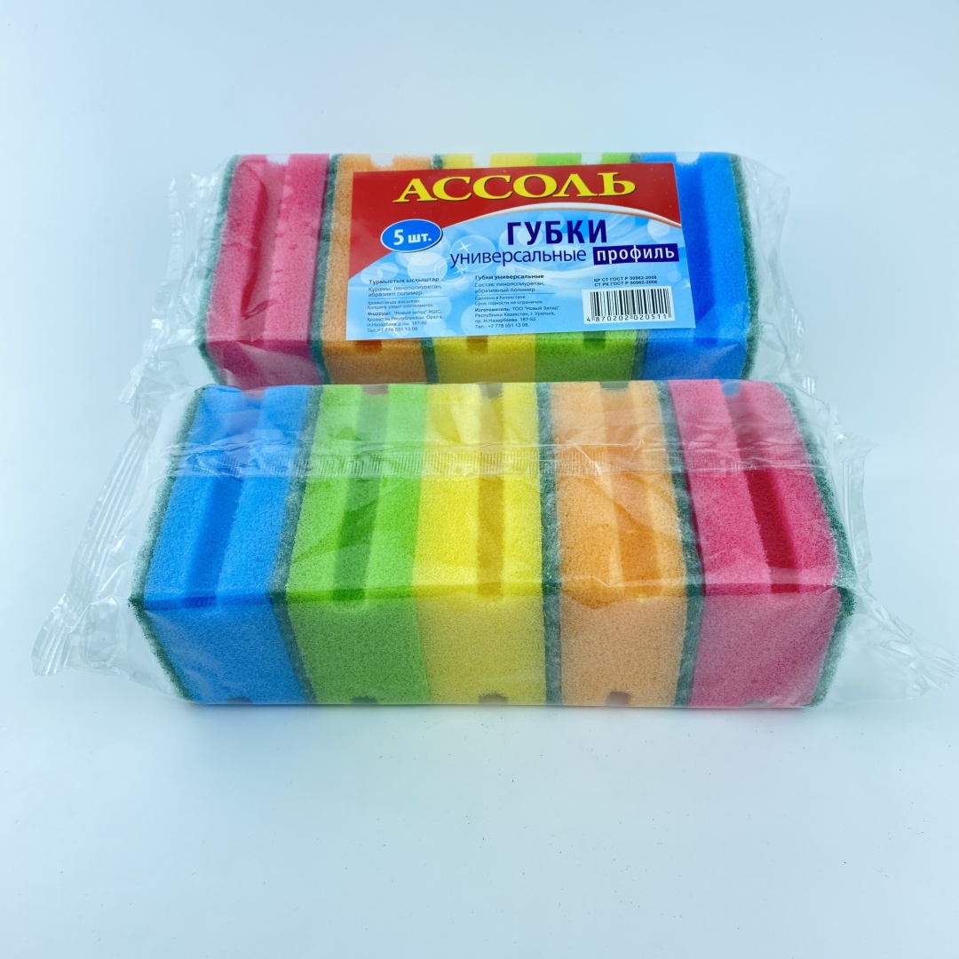 Губка универсальная АССОЛЬ 363574844 5 шт, поролон