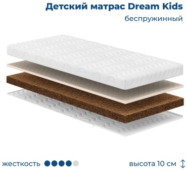 Детский матрас Dream Kids 70x140x10 см, беспружинный, вискоза