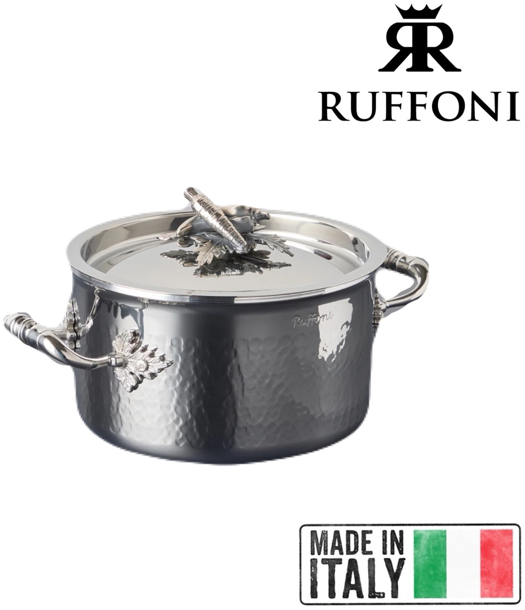 Кастрюля 1.5 л, RUFFONI Italy Opus Prima Hammered 3-Ply Steel 16 см сталь