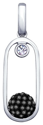 Подвеска Элита 53429002002 вес 1.48 г серебро, кристалл Swarovski