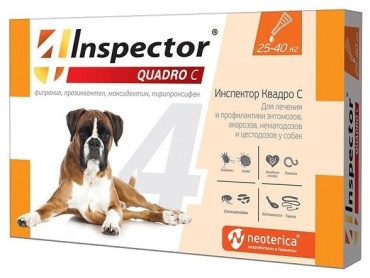 Neoterica Inspector Quadro капли от блох, от клещей, от власоедов для собак 25 - 40 кг