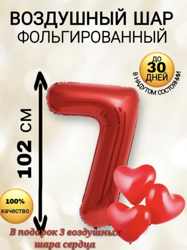 Воздушный шар однотонный 1 шт, красный