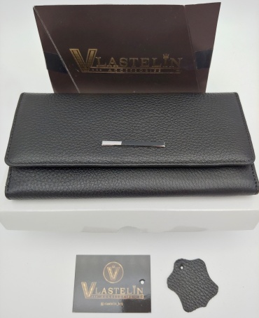 Кошелек Vlastelin металл, натуральная кожа черный, красный