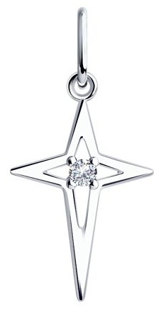 Подвеска SOKOLOV 94032648 вес 0.55 г серебро, фианит
