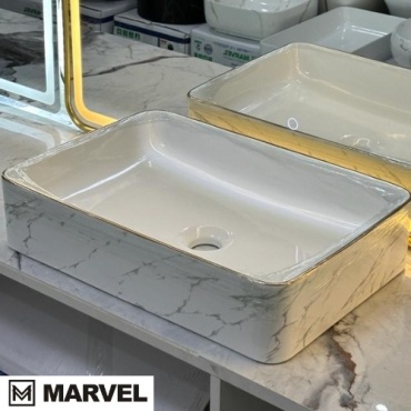 Раковина Marvel MR-R-8238GW накладная прямоугольная 50х34 см, керамика
