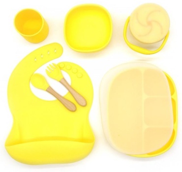 Комплект посуды Melikey Silicone МАЙ-26, силикон, желтый