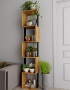 Стеллаж напольный , 33x28x175 см, черный, коричневый