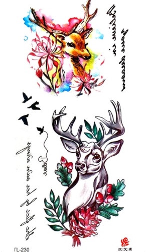 Body.art_tattoo Олени переводное тату животные мультиколор