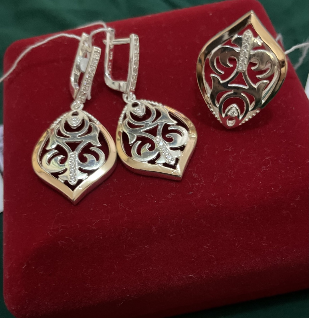 Серебро России NG030 вес 12 г серебро, золото, фианит