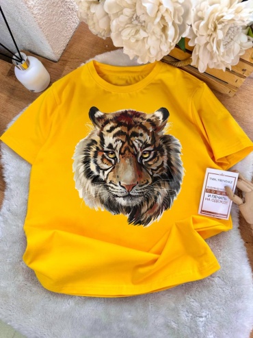 Футболка TMH_TREND.KZ Тигр Tiger желтый