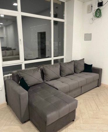 Угловой диван mebel SQ Диван угловой, 280х80 см, обивка ткань, серый