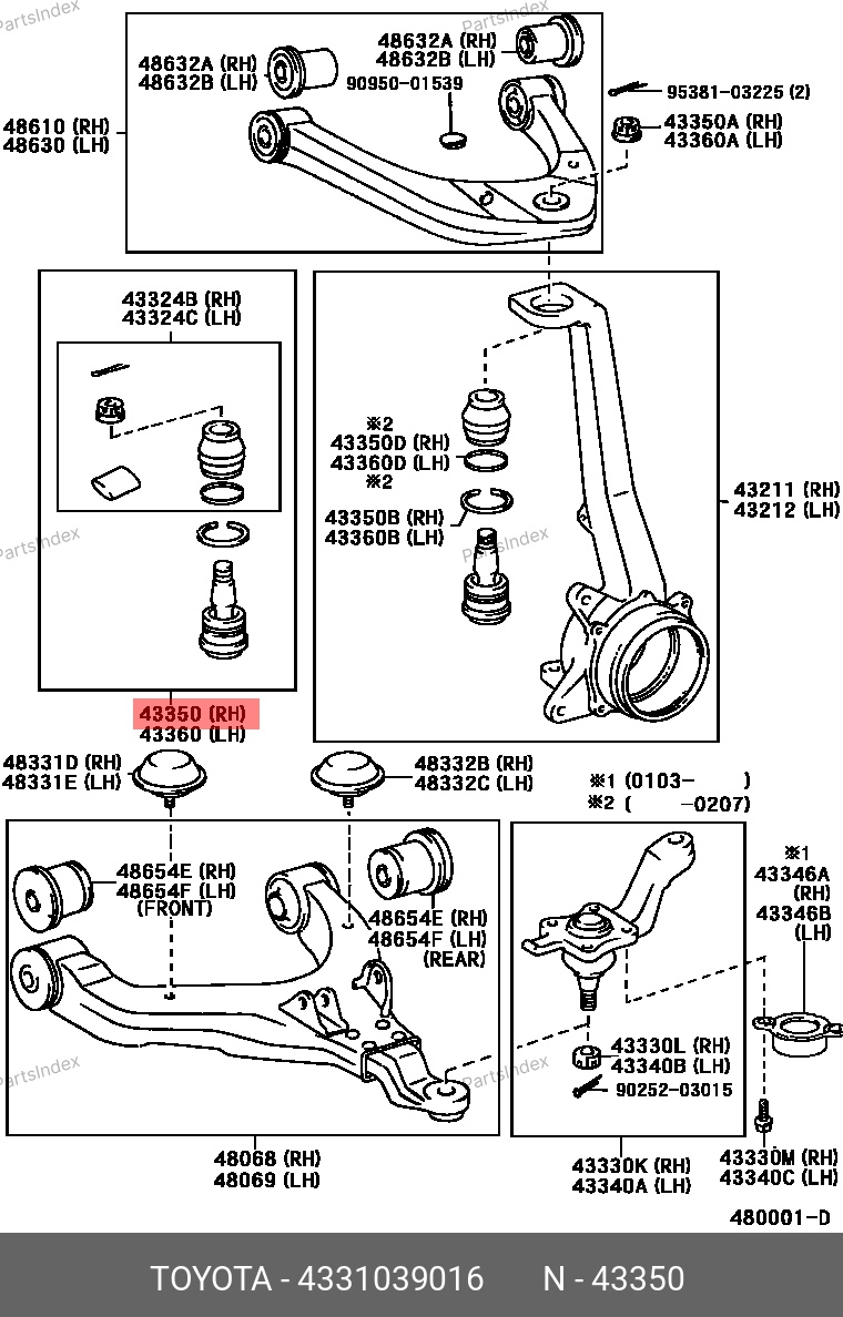 TOYOTA Опора Шаровая Подвески 4331039016