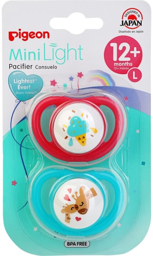Pigeon Пустышки MiniLight Мороженое+Жирафы 12+ мес размер L 2шт