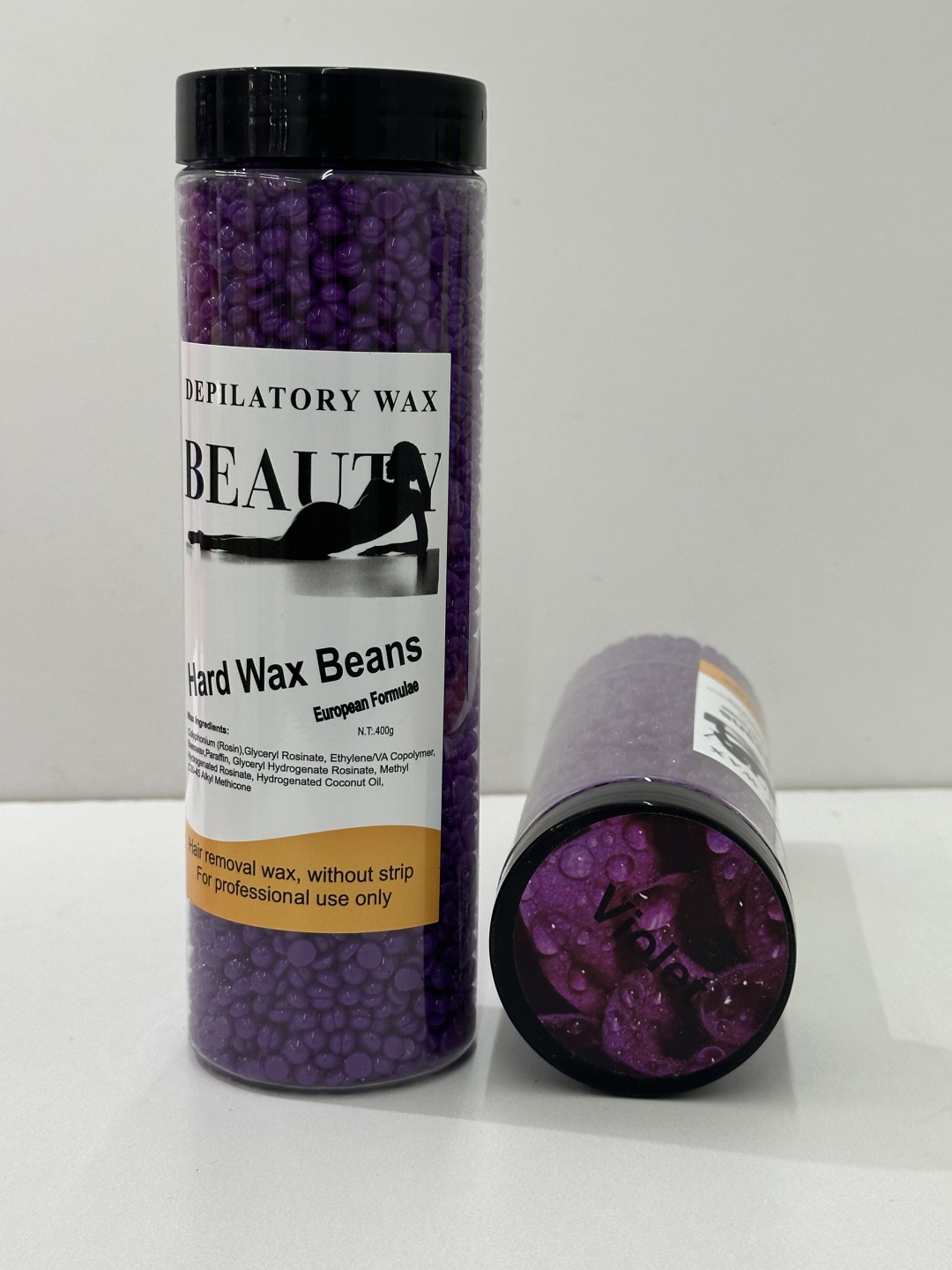 Воск пленочный Hard Wax Beans Hard wax Violet 400 гр плотность средняя в банке 400 г