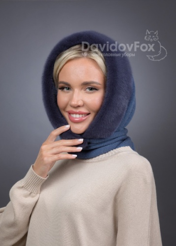 Косынка DavidovFox шерсть, натуральный мех, трикотаж 65 x 150 см