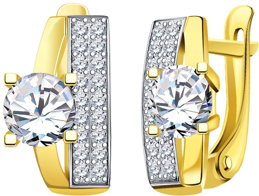 Серьги Lucente EAR-LU-585-146560 вес 3.42 г золото, фианит