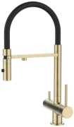 Смеситель с гибким изливом IDDIS ACEMGFFi0, латунь, цвет золотой, черный